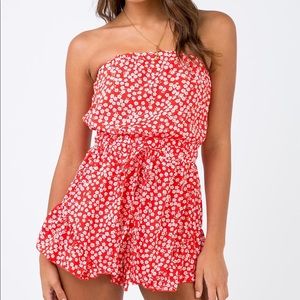 Red Princess Polly Romper